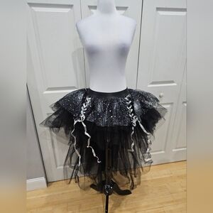 Dolls Kill Club Exx Rave Black Holo Holographic Star Astral Halo Tutu Skirt M